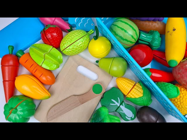 Cutting Wooden Fruits and Vegetables ASMR, GRAPES CARROT LEMONS Mixing Squishy | Satisfying Video