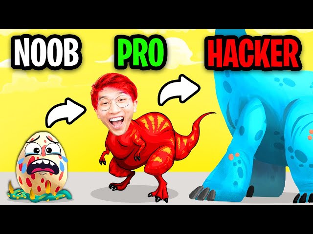 NOOB vs PRO vs HACKER In DINO BASH!? (ALL LEVELS UNLOCKED!)