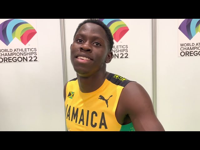 Oblique Seville of Jamaica after 4th place finish in the 100m at Oregon 2022 World Championships