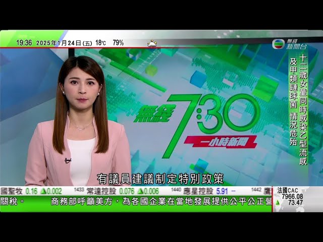 無綫TVB 730 一小時新聞｜香港遊客北海道路軌拍照遭列車撞斃｜英國舞蹈班持刀襲擊案18歲被告判囚至少52年 法官形容行為邪惡｜ 深圳日本男童遇襲死亡案 據報44歲疑兇一審判死刑｜20250124