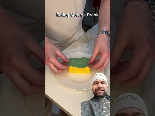 EATING SPONGE PRANK WITH BROTHER #shorts #funny