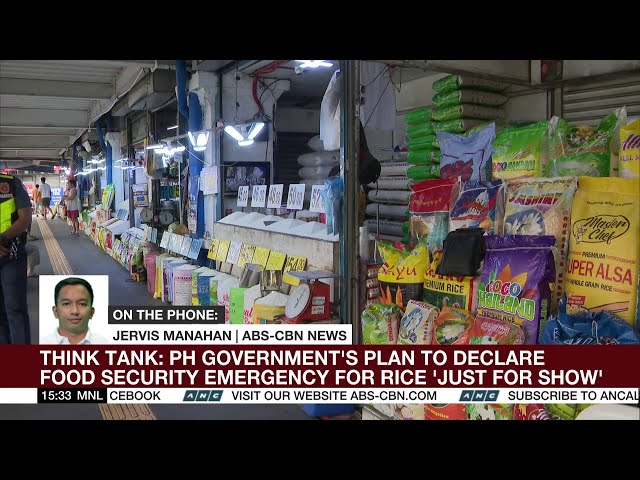 Think tank: PH government's plan to declare food security emergency for rice 'just for show' | ANC