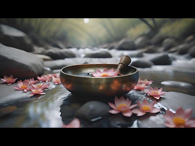 5 Hours Singing Bowl | Calm Stream & Cricket | Best Stress Relief & Deep Relaxation & Healing Sounds