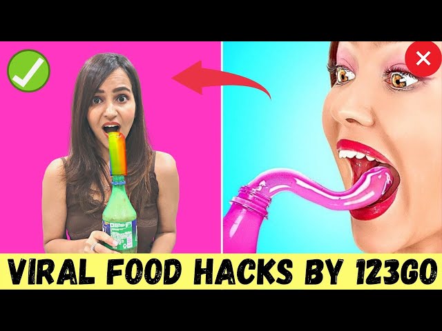 TRYING Viral FOOD Hacks by 123 Go || FROZEN Honey Jelly