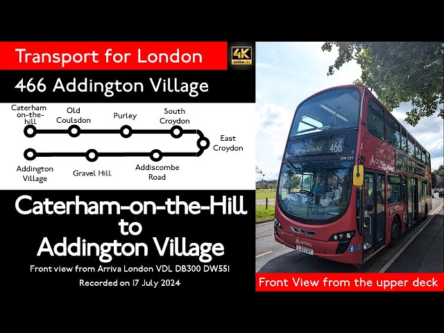 【London Bus 2024】466 Caterham-on-the-Hill to Addington Village/South London/Front View