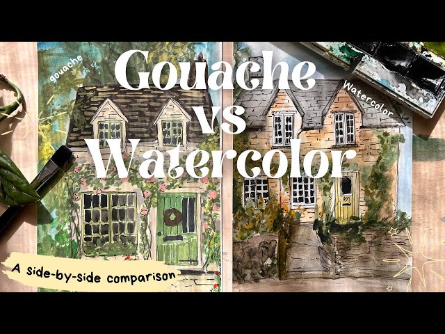 Watercolor vs. Gouache – Painting Cozy English Cottages | A Side-by-Side Comparison 🎨✨