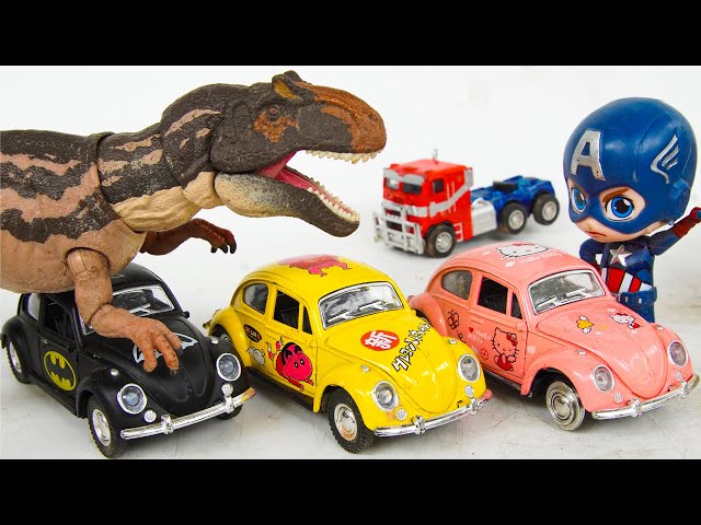 Optimus Prime vs. Grimlock, Disney Car & Superhero Stopmotion - Transformers Tobot Carbot Dino Bots