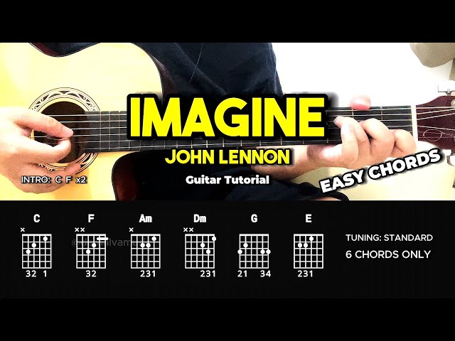 Imagine - John Lennon | Easy Guitar Chords Tutorial For Beginners (CHORDS & LYRICS) #guitarlesson