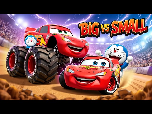 Big And Small Monster Truck Lightning Mcqueen ! Lightning Mcqueen {doremon new]