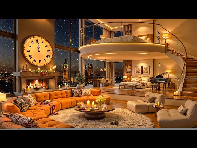 Luxury Apartment Ambience in London 🌃❄ Ethereal Jazz Saxophone Instrumental Music for Relax & Sleep