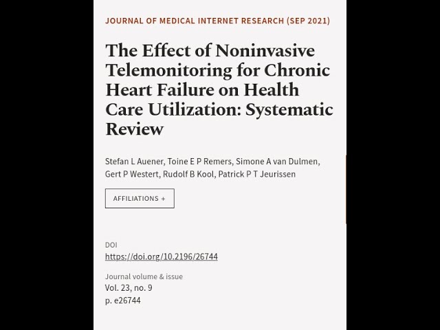 The Effect of Noninvasive Telemonitoring for Chronic Heart Failure on Health Care Uti... | RTCL.TV