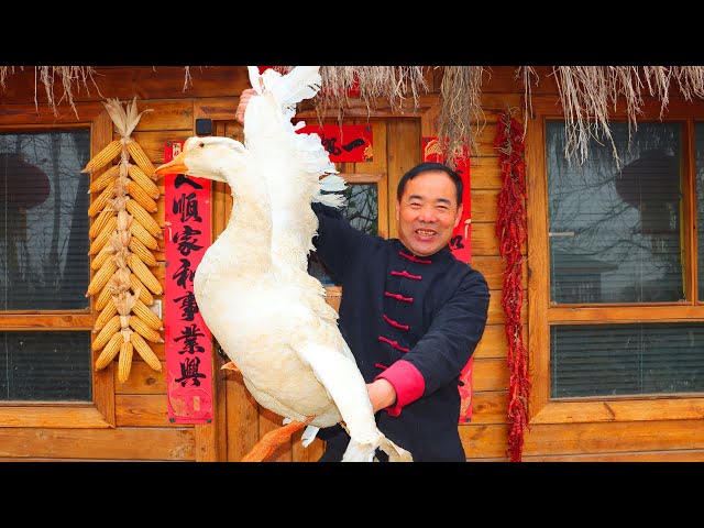 Huge Goose Smoked with Sugar Cane! Eat with Hands, Great Flavor! | Uncle Rural Gourmet