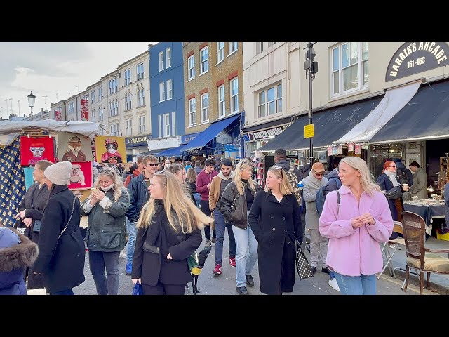 London Walk | Portobello Road Market from Notting Hill Gate, Side Street | 4K HDR