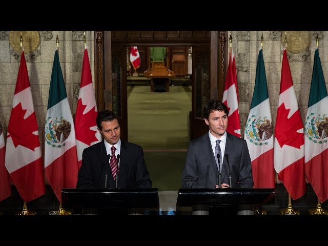 Prime Minister Justin Trudeau Delivers Remarks During Mexican Presidential Visit