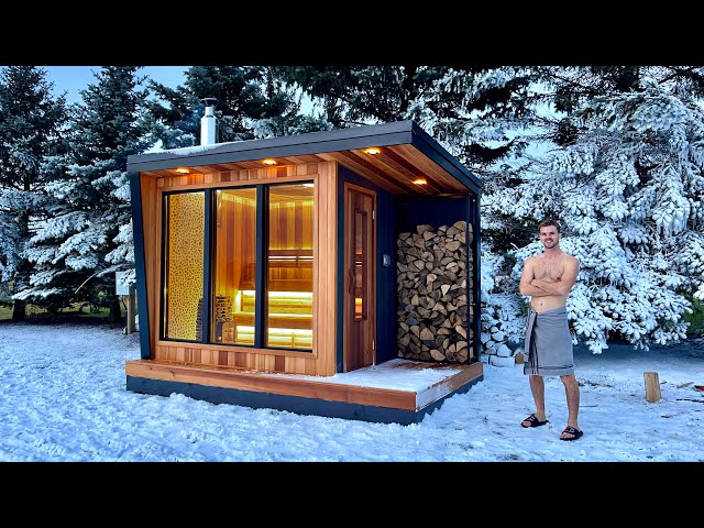 Building a MODERN SAUNA in a Winter Wonderland - Full Build