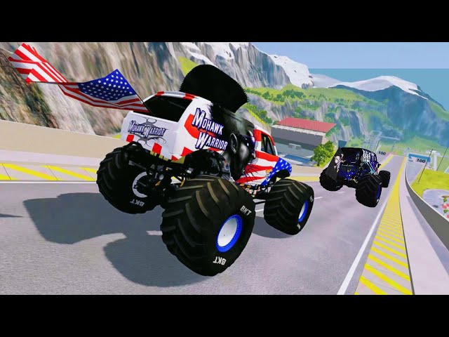 BeamNG Drive - Epic High Speed Monster Truck Jump & Car Crashes #098 | ExofPro