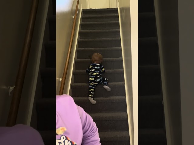 How my grandson comes down the stairs 😂😂😂 #funny #kids #funnyvideo y