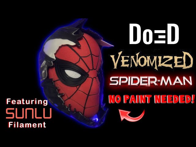 3D printing cosplay helmets & props with no painting! 3D printed Venomized spiderman by do3d