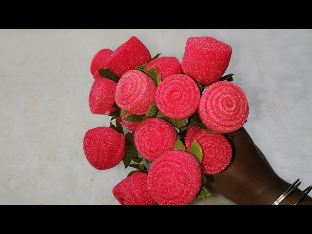 Diy Rose 🌹 Flowers With Sponge Sheet/ Flower Making Tutorial/Sponge Sheet Craft/Wedding Decor