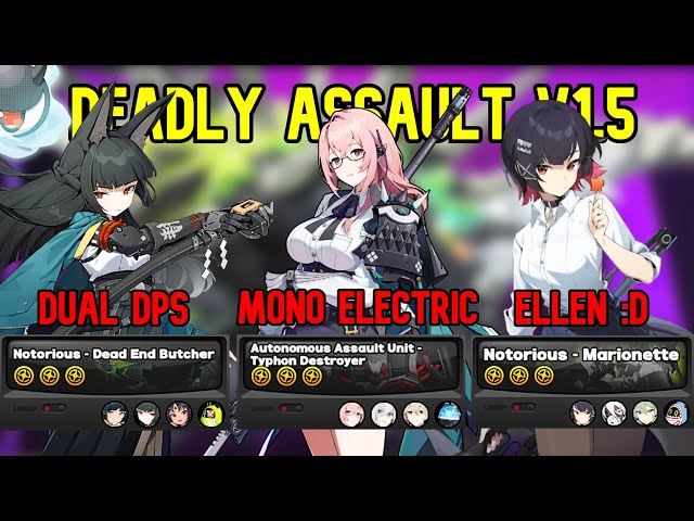 Deadly Assault Stage 1, 2, & 3 Dual DPS Miyabi, Mono Electric Yanabi, and Ellen :D