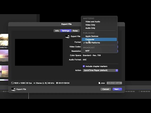 Final Cut Pro Export Settings For A YouTube Video