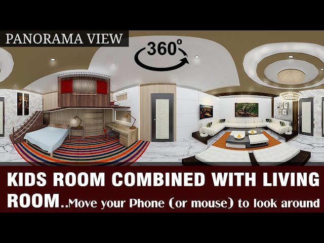 KIDS ROOM COMBINED WITH LIVING ROOM INTERIOR II MOVE YOUR PHONE MOUSE TO LOOK AROUND 360॰ II I.A.S.