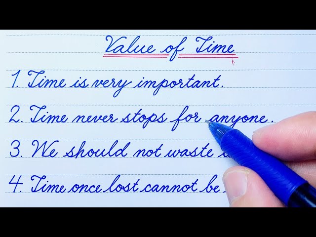 10 Lines on Value of Time | English Cursive Writing | English Writing | Cursive Handwriting Practice