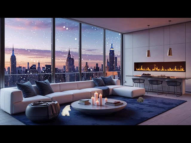 ✨ Cozy Winter Nights in a Luxury Penthouse with a Stunning City View & Smooth Jazz 🎷❄️