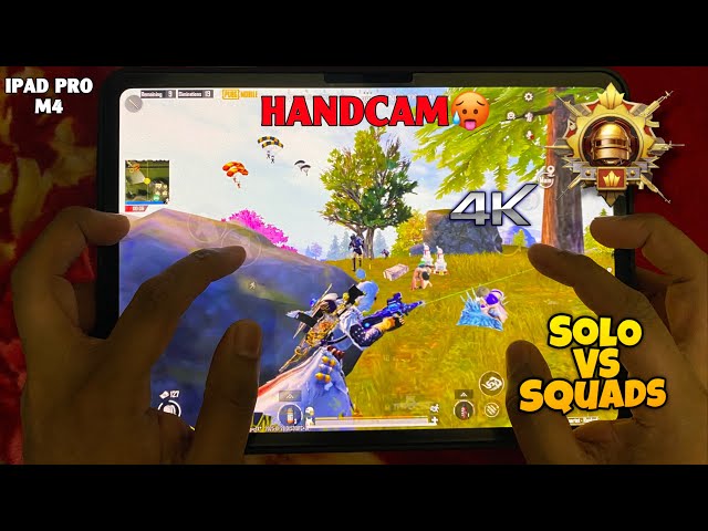 HANDCAM‼️IPAD PRO HIGHLY AGRASSIVE SOLO Vs SQUAD GAMEPLAY🔥GYROSCOPE | PUBG Mobile | Bgmi