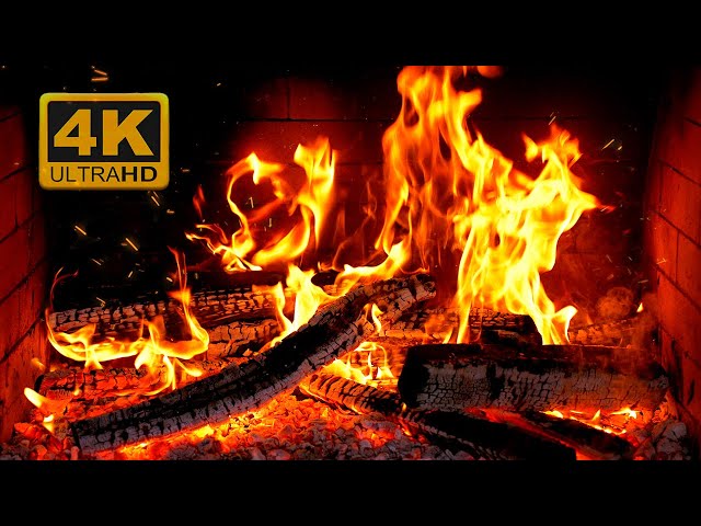 🔥 Fireplace 4K UHD! Fireplace with Crackling Fire Sounds. Fireplace Burning for Home