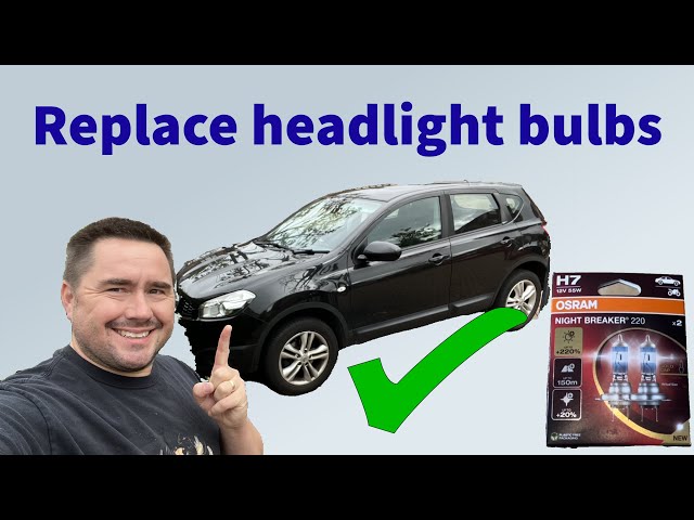 How to replace both headlight bulbs on Nissan Qashqai J10 (2007-2014 with halogen lights)