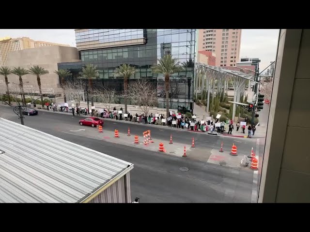 Protesters outside Las Vegas City Hall fighting Trump's immigration policies