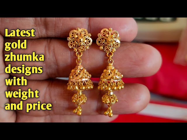 Latest gold jhumka designs with weight and price @saijewellerssj16