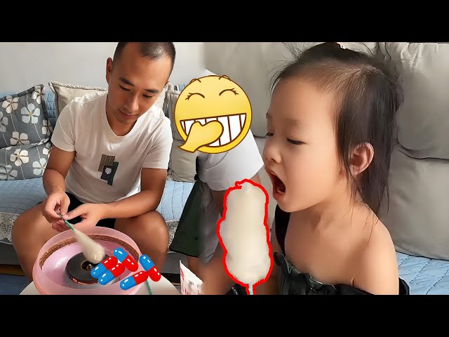 Dad Made Marshmallows For My Daughter Using Cold Medicine#cutebaby#funnyvideos#smile