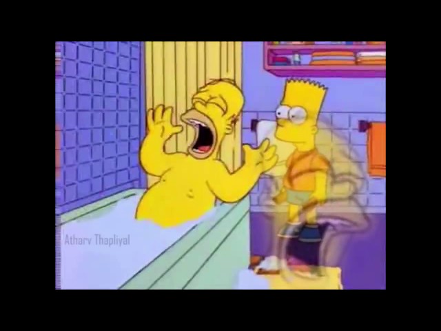 Bart hits Homer with a chair