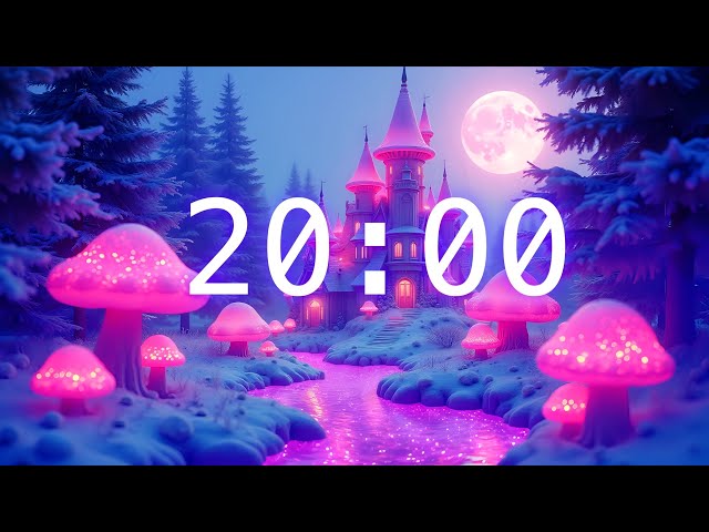 20 Minute Timer | Relaxing Music | Fantasy River with Glowing Mushrooms and Castle 🏰