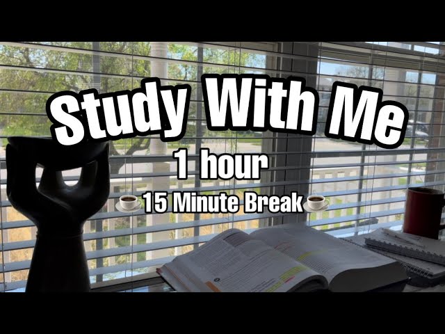 1 HOUR STUDY WITH ME | 15-MIN BREAK | BACKGROUND RELAXING MUSIC