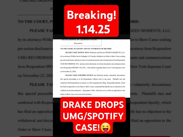 Breaking! Drake DROPS UMG/SPOTIFY Case! #hiphopnews