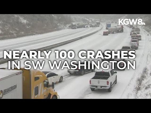 Nearly 100 crashes reported in Southwest Washington during Thursday's winter storm