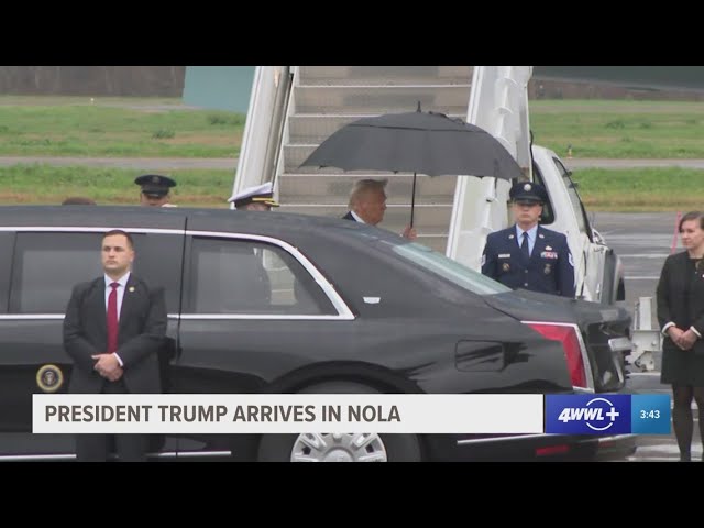 President Donald Trump Arrives in New Orleans to Attend Super Bowl