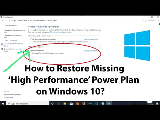 how to restore high performance power plan in windows 10