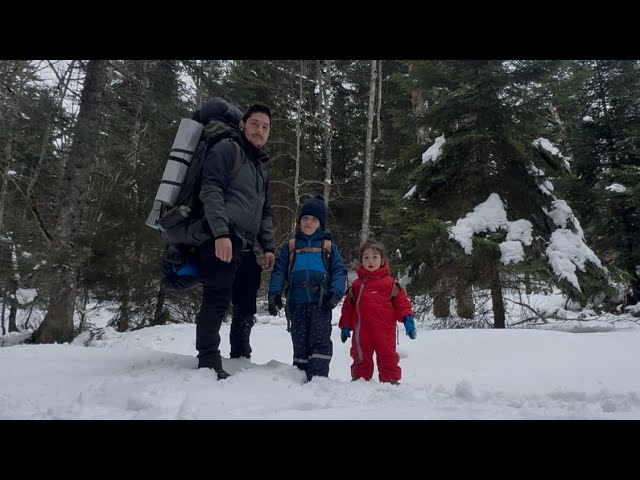 Camping in the Snow with My Kids 🔥⛺️❄️