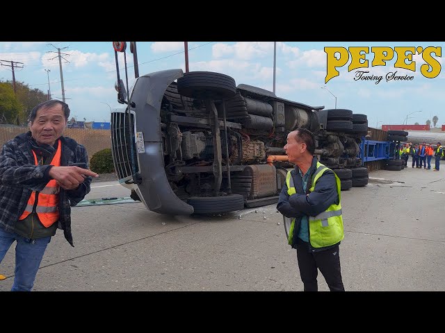 This guy rolled over a container, tries to drive away WITHOUT PAYING