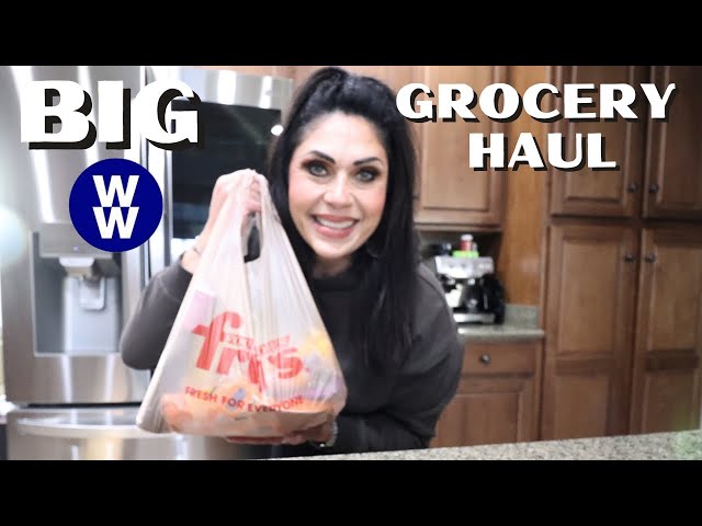 HUGE GROCERY HAUL FROM 3 STORES!! WEIGHT WATCHERS POINTS INCLUDED - NEW FOOD FINDS!