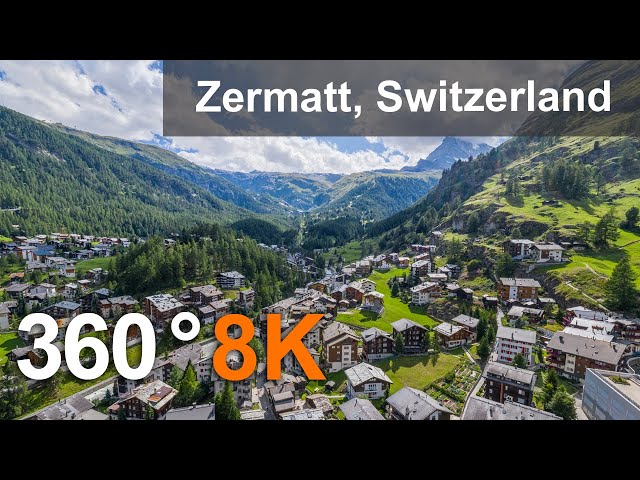 Zermatt, Matterhorn, Switzerland. Teaser. Aerial 360 video in 8K. Virtual travel