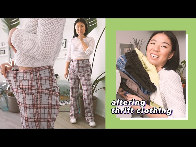 Altering Thrift Clothes - Transforming Jeans, Resizing Pants + Skirt