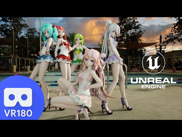 [MMD] [VR180] UE 5: (Gumi,Haku,Luka,Miku,Teto) Sailor swimwear Outfit | Carry Me Off