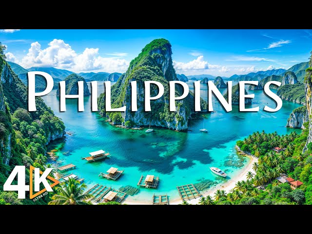 FLY OVER PHILIPPINES 4K ULTRA HD [60FPS] • A Tropical Paradise with Relaxing Music