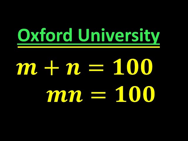 A very tricky Oxford University Admission Algebra Exam | Entrance Aptitude Test | Find m & n!!