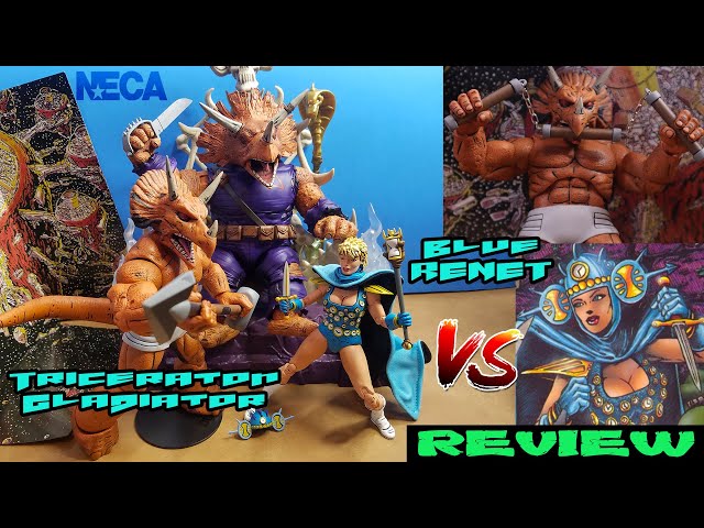 NECA TMNT Mirage Triceraton Gladiator & Blue Renet Action Figures Review